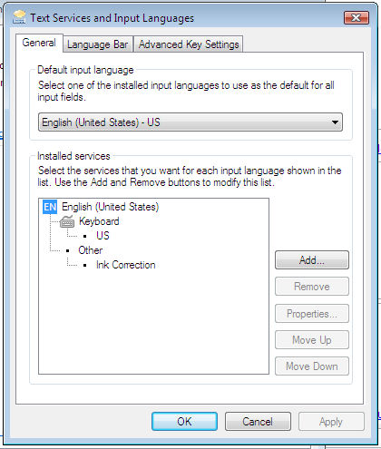 Windows Vista Keyboard Configuration